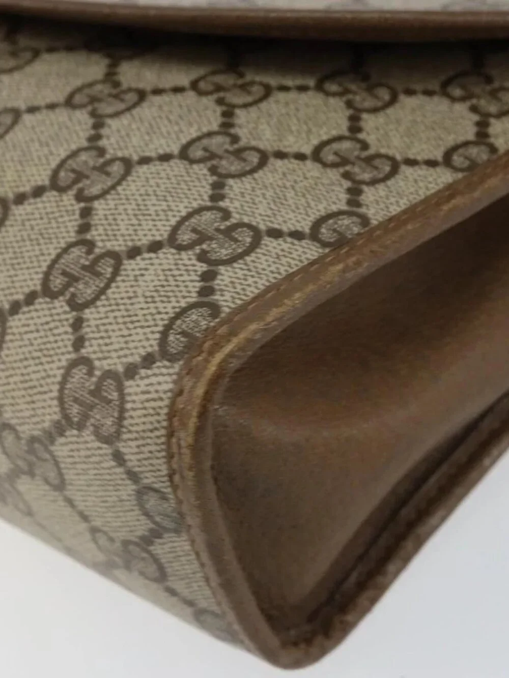 GUCCI GG Supreme Web Sherry Line Clutch Bag PVC Beige Red 89 01 031 Auth 145911